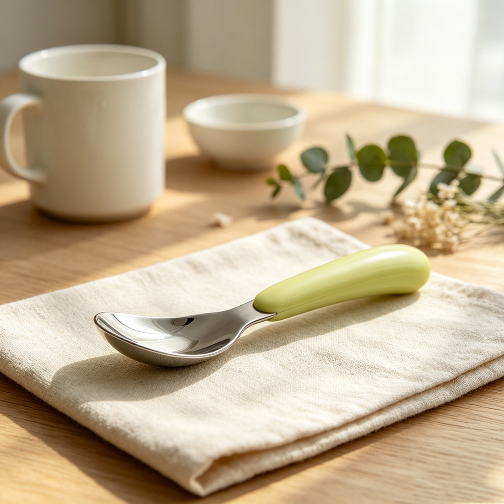 316 Steel Curved Handle Toddler Self Feeding Spoon