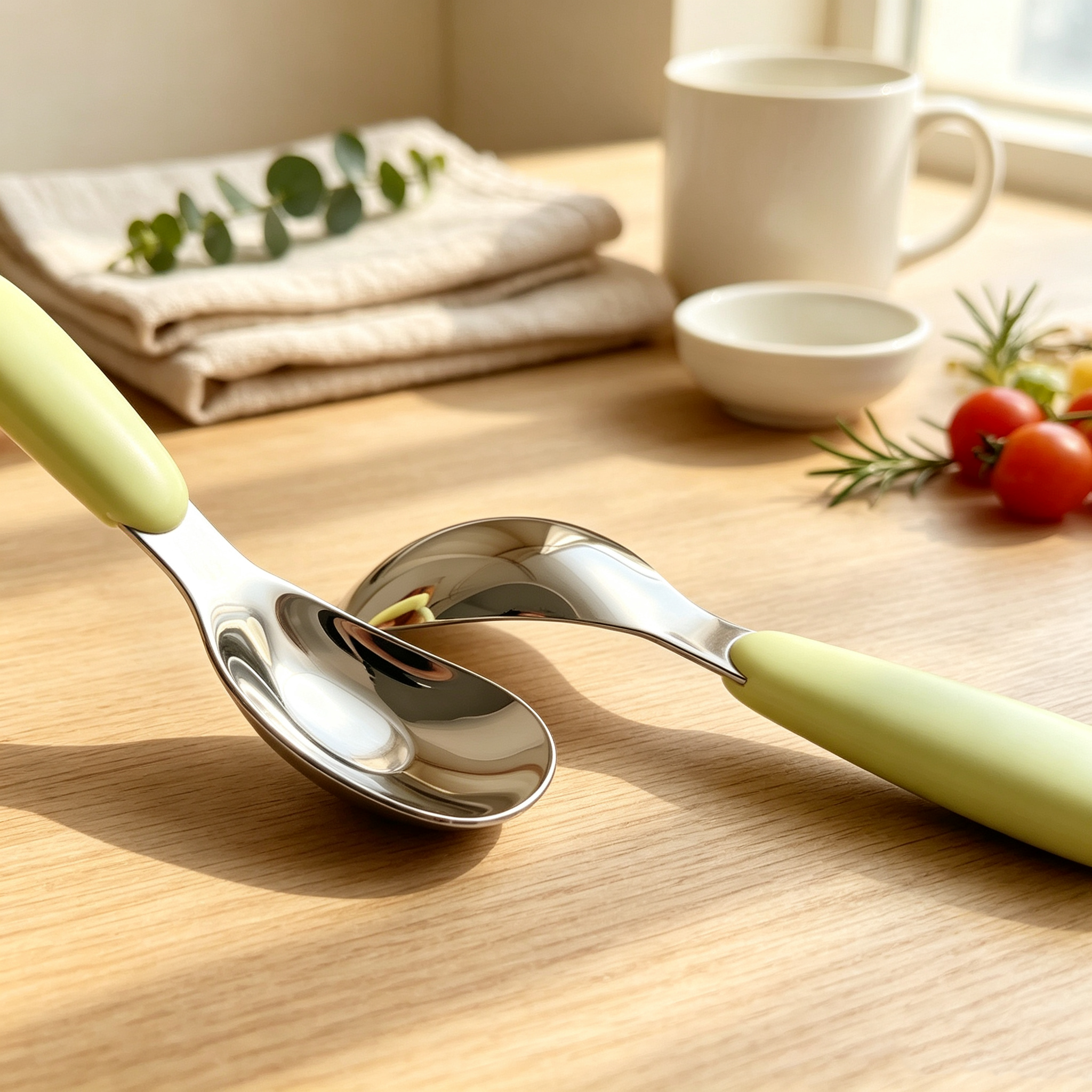 316 Steel Curved Handle Toddler Self Feeding Spoon