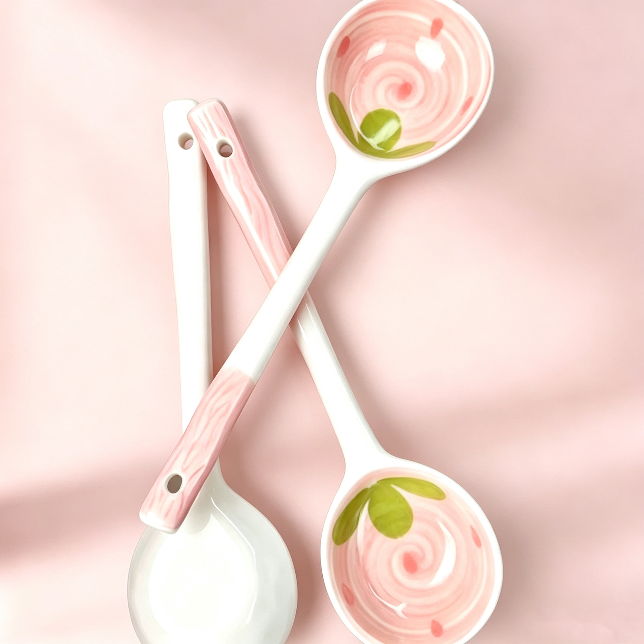 Cute Strawberry Ceramic Long Handle Spoons