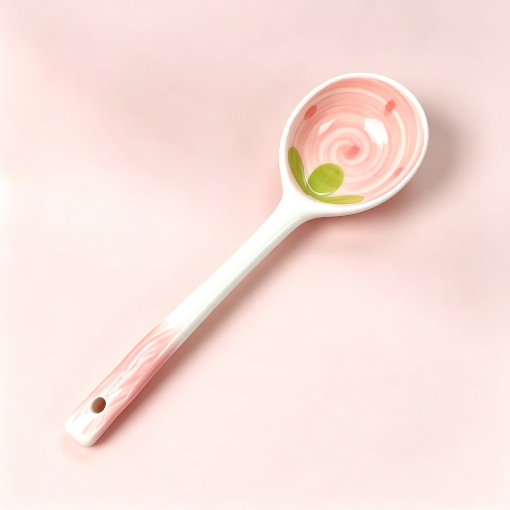 Cute Strawberry Ceramic Long Handle Spoons
