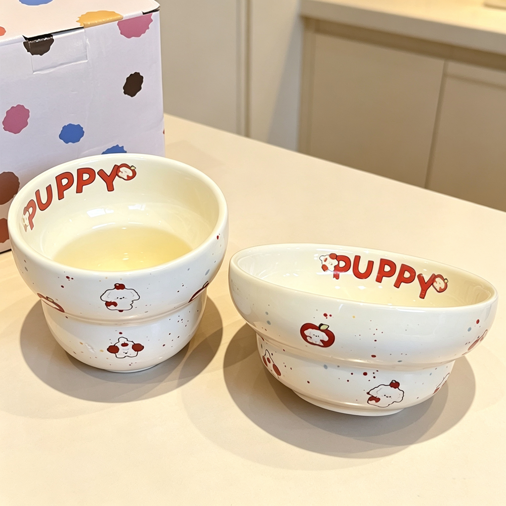 Kawaii Puppy Ceramic Bowl Combo with Gift Box
