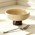 Luxury Ribbed Pedestal Ceramic Fruit Bowl